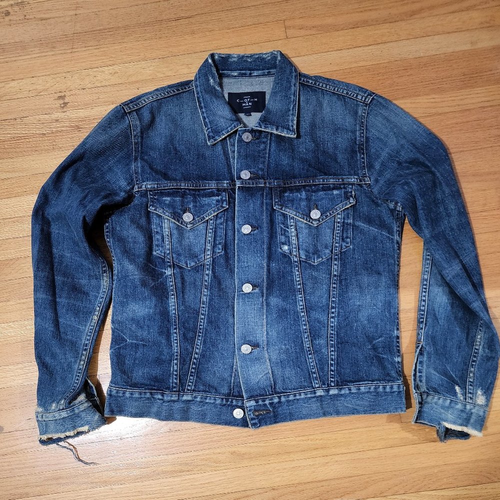Distressed light weight denim jacket